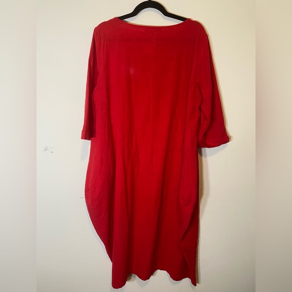 Red Cotton Maxi Dress - Picture 15 of 16